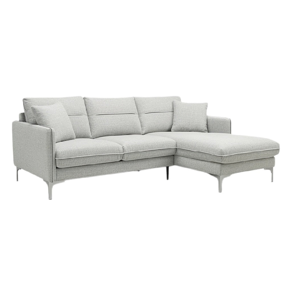**Sofa z tkaniny w kolorze szarym z funkcją leżanki**